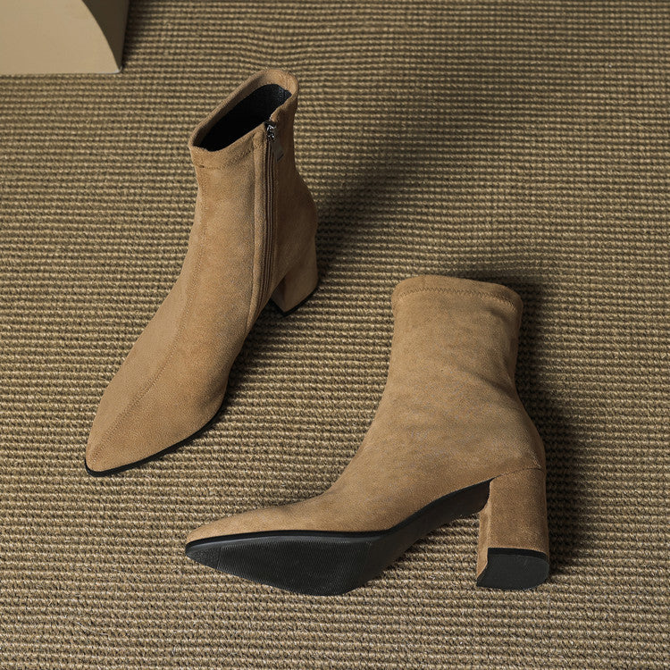Elara - Genuine Suede Ankle Boots
