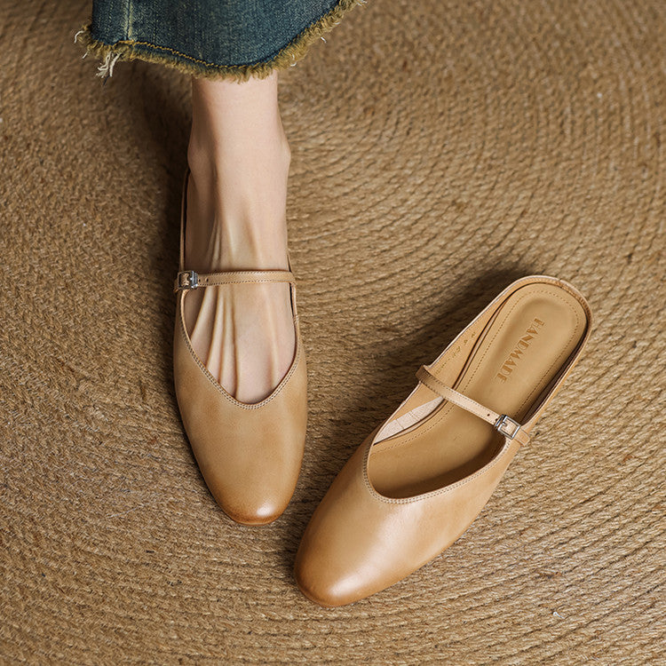 Zaria - Genuine Leather Slip-On Mules