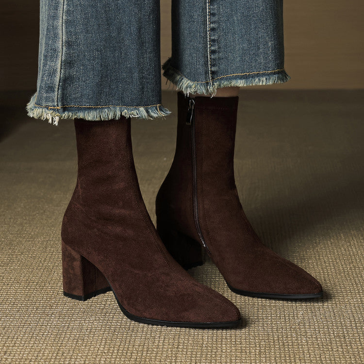 Elara - Genuine Suede Ankle Boots
