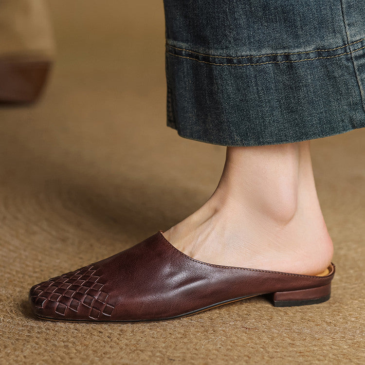 Dalvi Genuine Leather Slip-On Mules