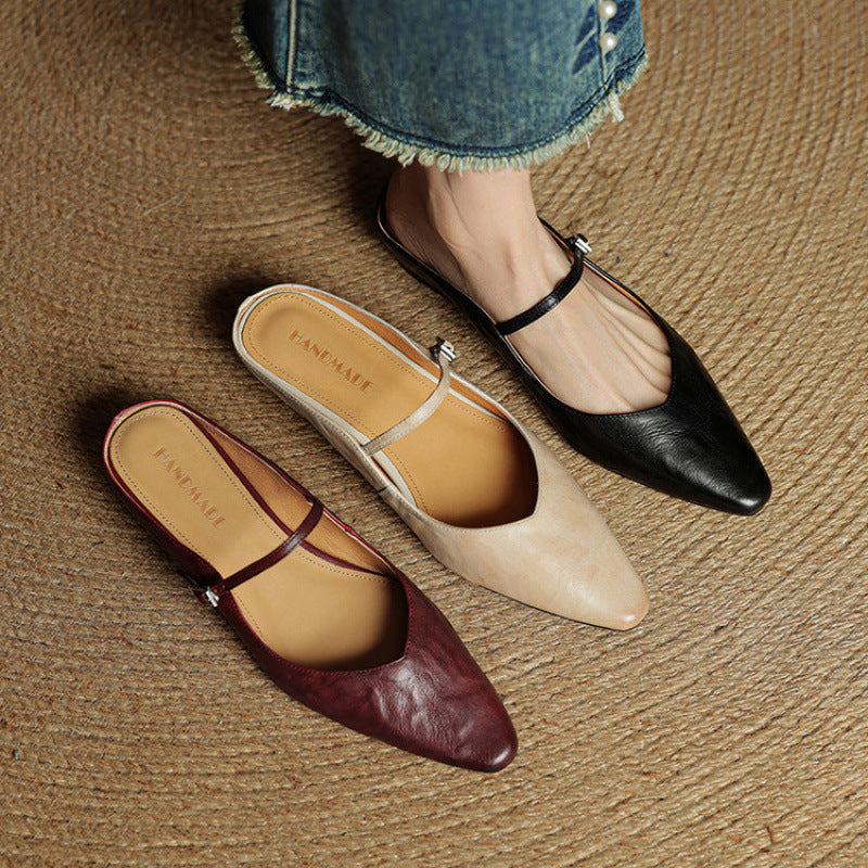 Soraya Genuine Leather Slip-On Mules