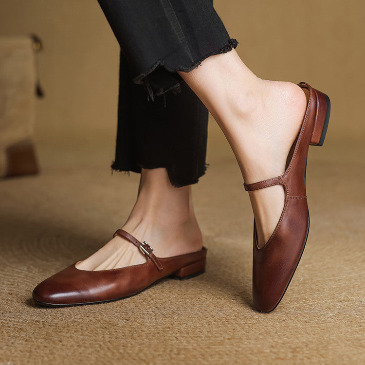 Zaria - Genuine Leather Slip-On Mules