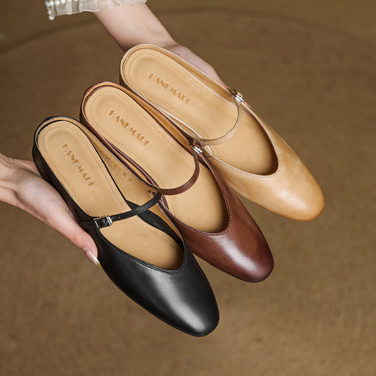 Zaria - Genuine Leather Slip-On Mules