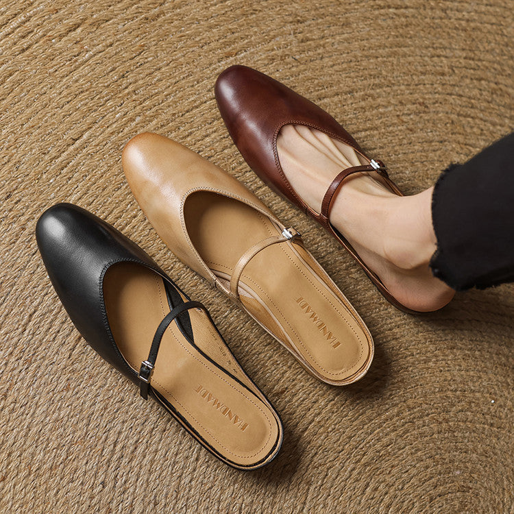 Zaria - Genuine Leather Slip-On Mules