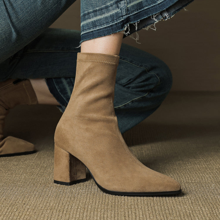 Elara - Genuine Suede Ankle Boots