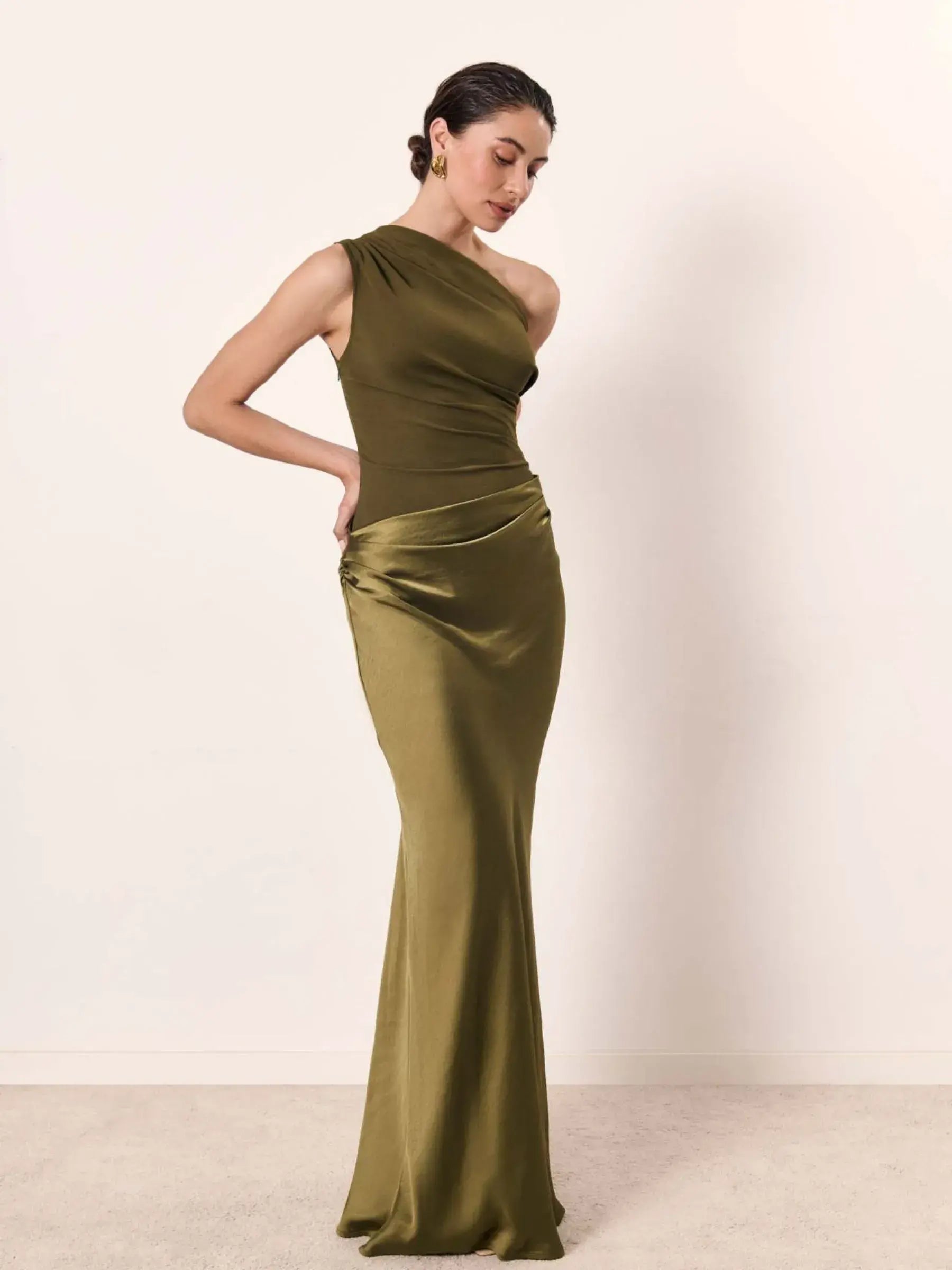 Celestina - Slanted Collar Maxi Dress
