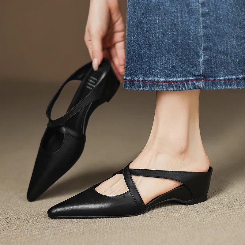 Rosa - Genuine Leather Slip-On Mules