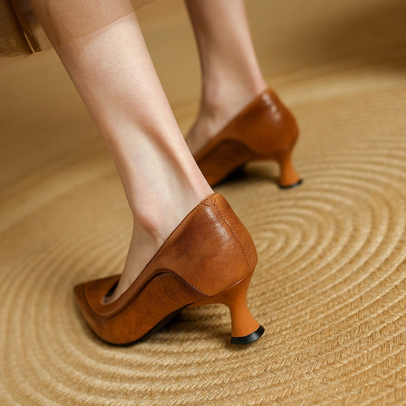 Belle Authentic Leather High Heels