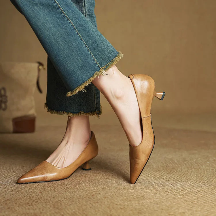 Eveline - Genuine Leather High Heels Shoes