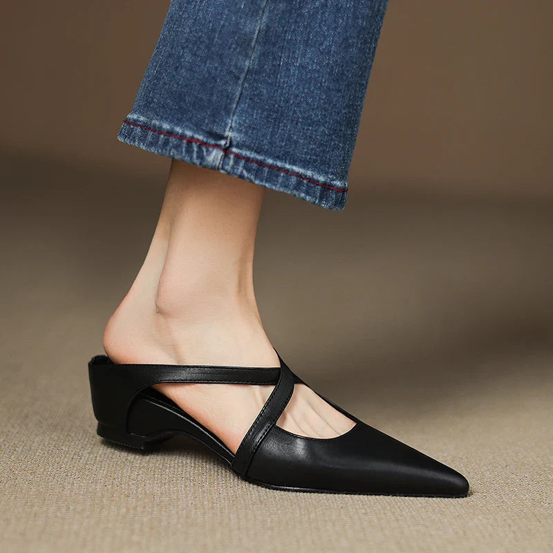 Rosa - Genuine Leather Slip-On Mules