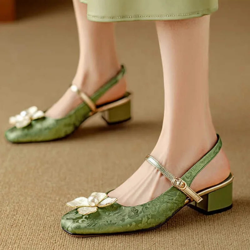 Camellia Backless Sling Pumps