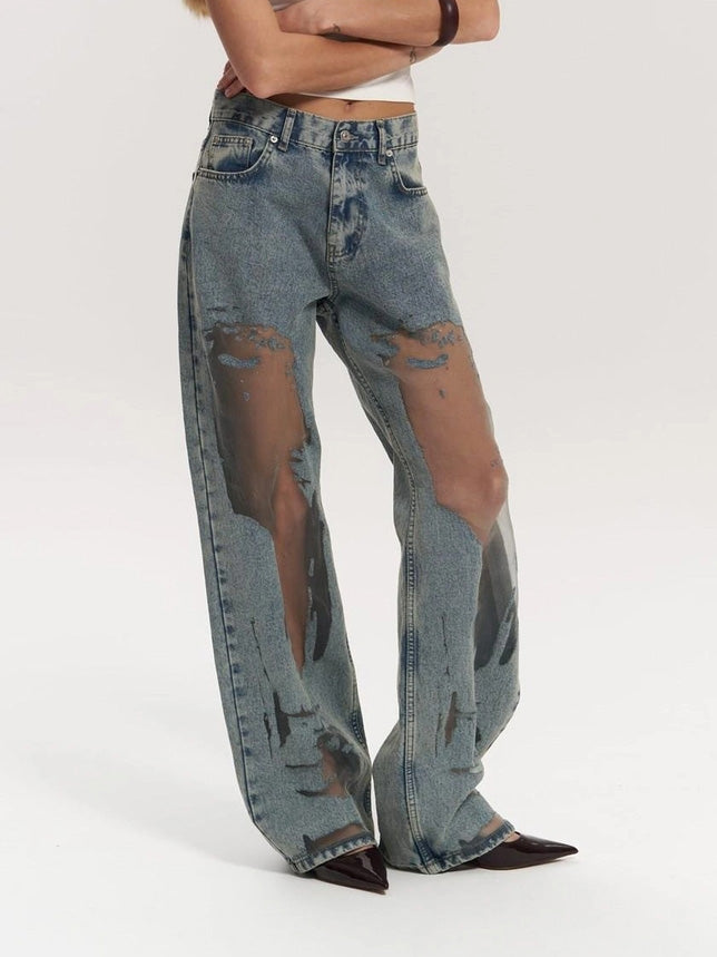 Milano - Blue Transparent Wide-leg Jeans