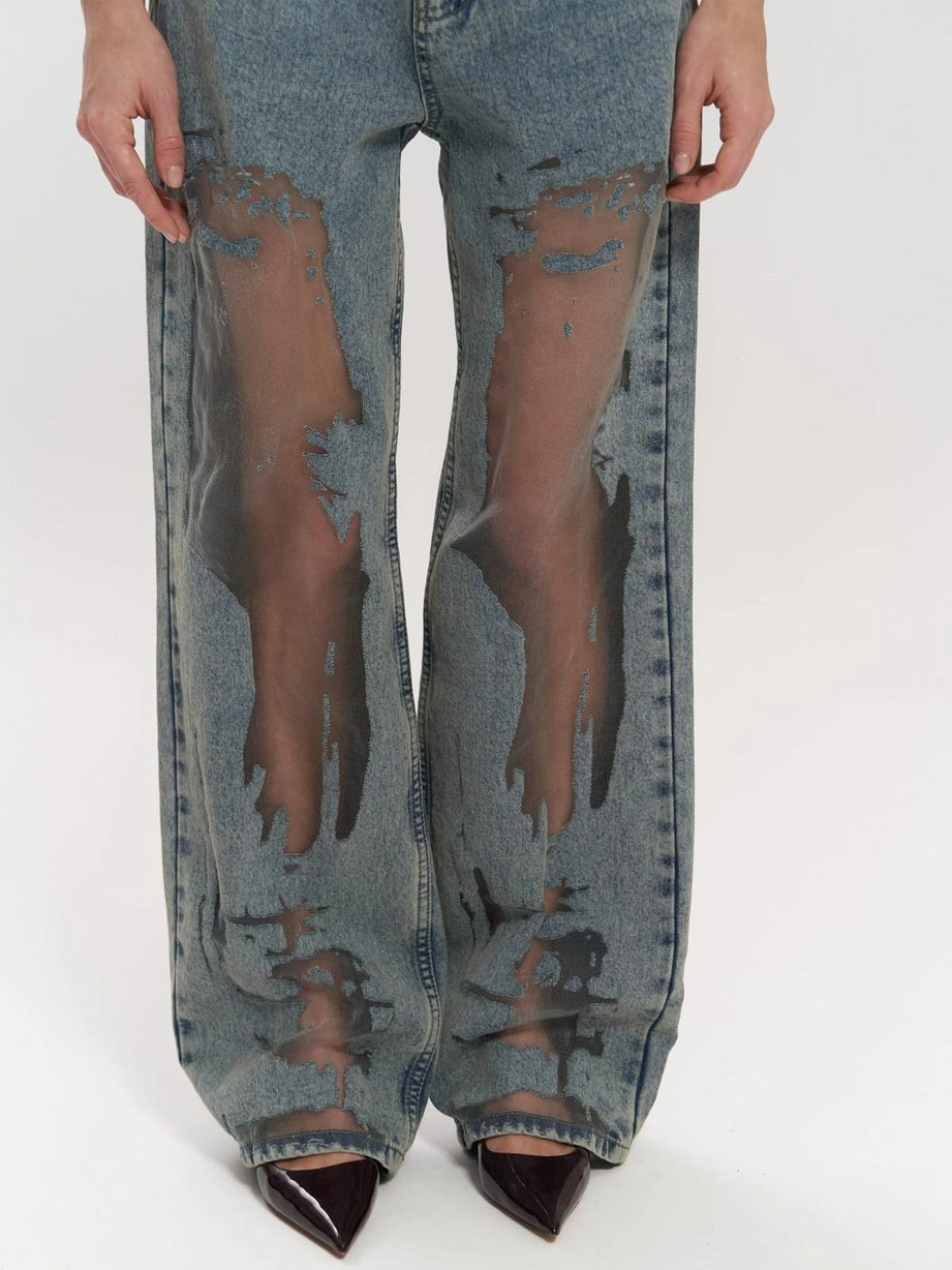Milano - Blue Transparent Wide-leg Jeans