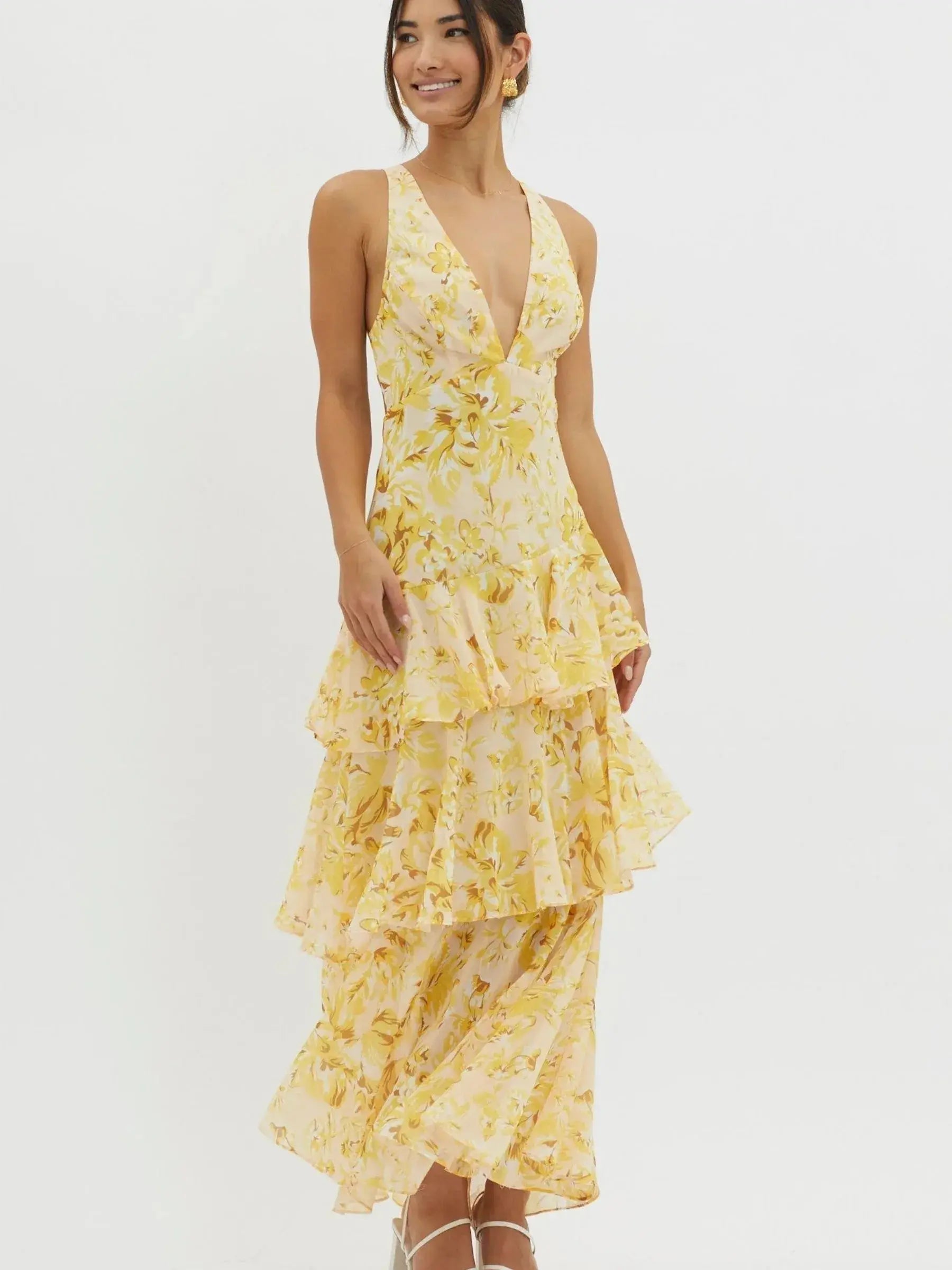Emily™ - Floral Midi Dress with Shift Design